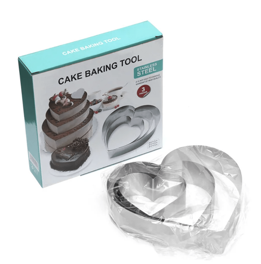 MOLDE PARA TORTA CORAZONES 3 PCS - 420191