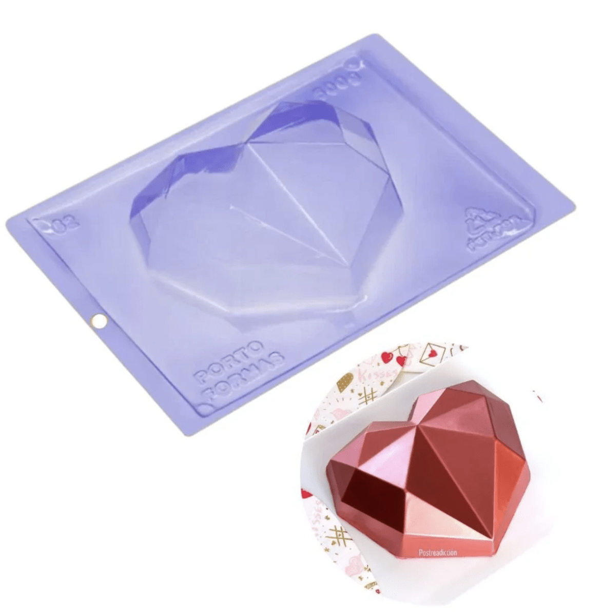 MOLDE 3 PARTES CORAZON DIAMANTADO 500GR - BWB1