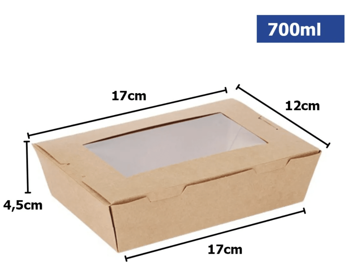 CAJA KRAFT CON VENTANA 700 ML2