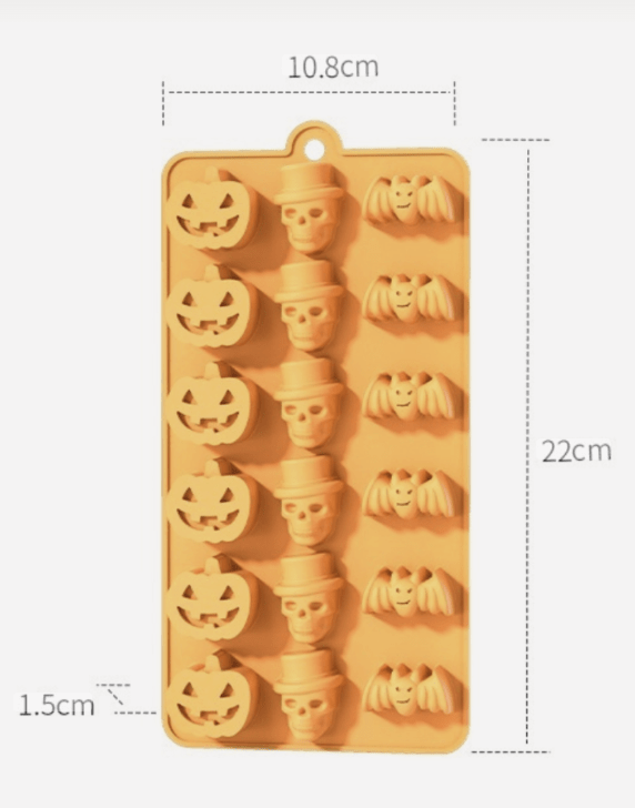 MOLDE DE SILICON HALLOWEEN CALABAZA, CALAVERA, MURCIELAGO2