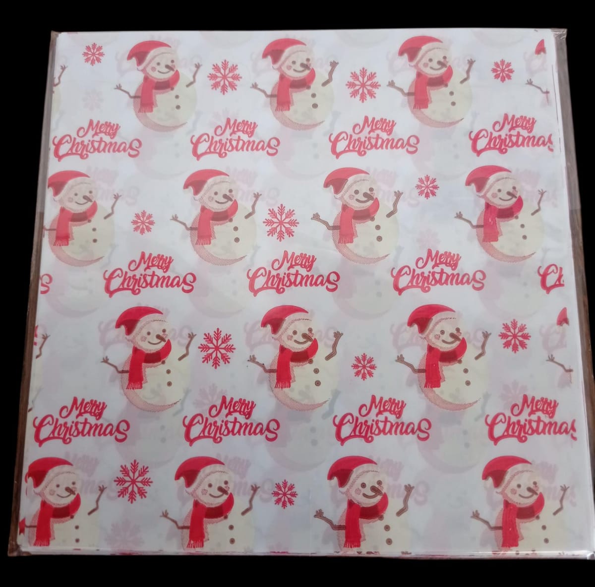 PAPEL ALFAJOR NAVIDAD MUÑECO DE NIEVE ROJO 100U1