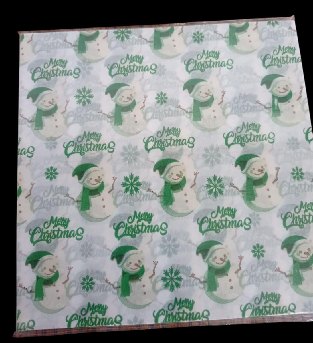 PAPEL ALFAJOR NAVIDAD MUÑECO DE NIEVE VERDE 100U1