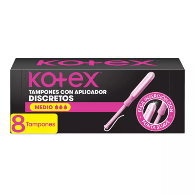TAMPON FEMENINO KOTEX CON APLICADOR FLUJO MEDIO X 8 UNIDADES1