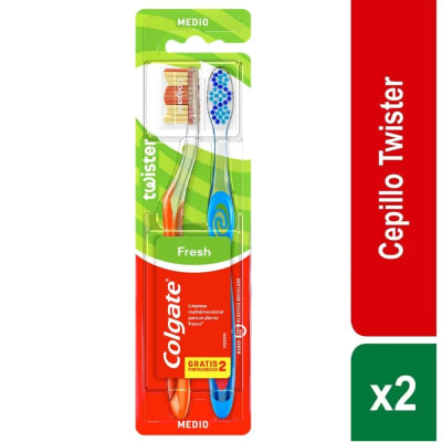COLGATE CEPILLO DENTAL TWISTER FRESH MEDIO X 2 UNIDADES1