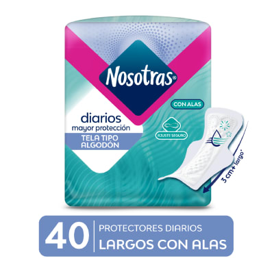 PROTECTOR FEMENINO NOSOTRAS DIARIOS LARGO CON ALAS X 40 UNIDADES1