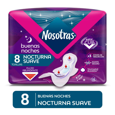TOALLA FEMENINA NOSOTRAS BUENAS NOCHES CON ALAS X 8 UNIDADES1