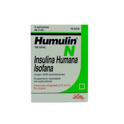 HUMULIN N 100 UI/ MILILITROS X 5 INYECTORES1