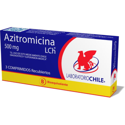 AZITROMICINA 500 MILIGRAMOS X 3 COMPRIMIDOS BIOEQUIVALENTE - LABORATORIO CHILE1