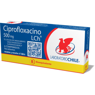 CIPROFLOXACINO 500 MILIGRAMOS X 6 COMPRIMIDOS - LABORATORIO CHILE1