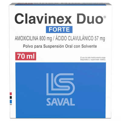 CLAVINEX DUO POLVO SUSPENSION ORAL 800-57 MILIGRAMOS/5 MILILITROS X 70 MILILITROS1
