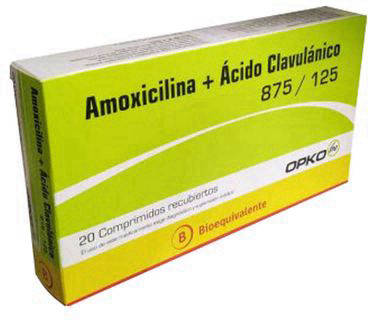 AMOXICILINA ACIDO CLAVULANICO 875 MILIGRAMOS/125 MILIGRAMOS X 20 COMPRIMIDOS BIOEQUIVALENTE1