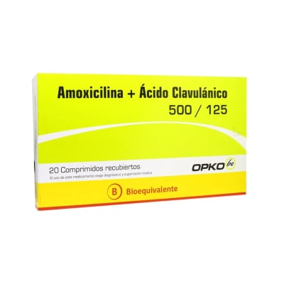 AMOXICILINA ACIDO CLAVULANICO 500 MILIGRAMOS/125 MILIGRAMOS X 20 COMPRIMIDOS1