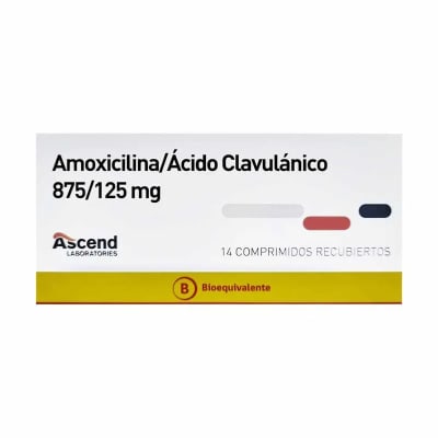 AMOXICILINA ACIDO CLAVULANICO 875/125 MILIGRAMOS X 14 COMPRIMIDOS BIOEQUIVALENTE1