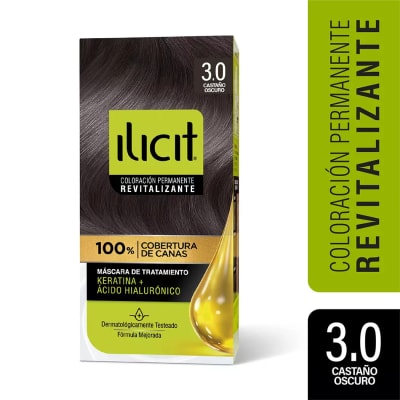 TINTE PELO ILICIT  3/0 CASTAÑO OSCURO X 45 GRAMOS1