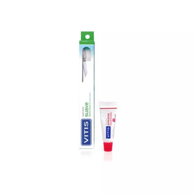 CEPILLO DENTAL VITIS SUAVE MAS CREMA DENTAL ANTICARIES X 15 MILILITROS1