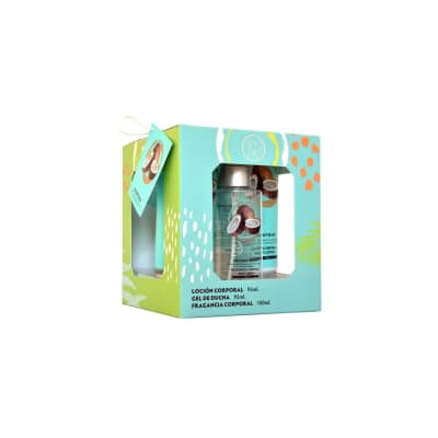 ESTUCHE COCO SET CREMA CORPORAL + BODY SPRAY + EXFOLIANTE + ESPONJA1