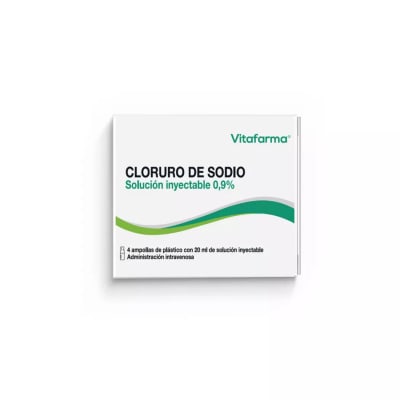 CLORURO DE SODIO 0,9% SOLUCION INYECTABLE X 20 MILILITROS X 4 AMPOLLAS1