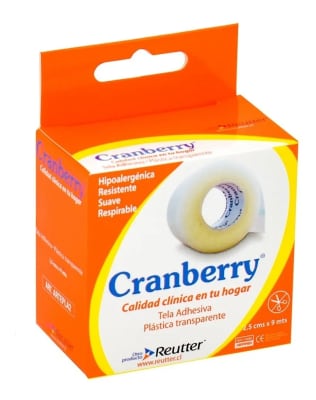 TELA ADHESIVA PLASTICA TRANSPARENTE CRANBERRY 2,5 CENTIMETROS X 9 METROS X 1 UNIDAD1