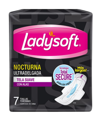 TOALLA FEMENINA LADYSOFT NOCTURNA ULTRA DELGADA CON ALAS X 7 UNIDADES1