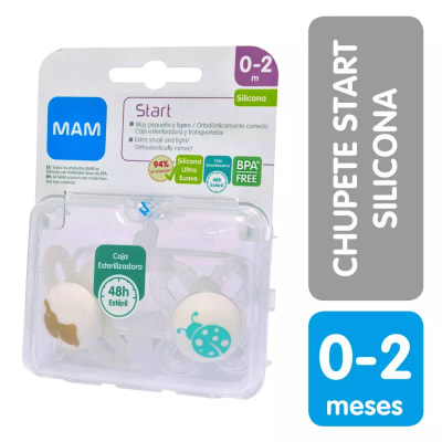 MAM START CHUPETE ENTRETENCION 0-2 MESES SILICONA X 2 UNIDADES1