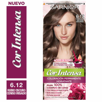 TINTE PELO GARNIER COR INTENSA 6.12 RUBIO OSCURO CENIZO X 1 UNIDAD1