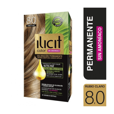 TINTE PELO ILICIT SIN AMONIACO 8.0 RUBIO CLARO X 60 GRAMOS1