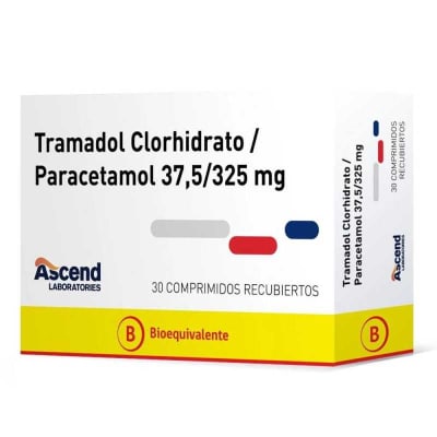 TRAMADOL+PARACETAMOL COM 37,5/325 MILIGRAMOS X 30 ASCEND BIOEQUIVALENTE1