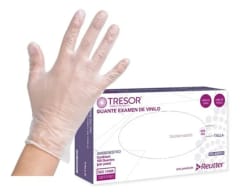 GUANTE EXAMEN VINILO TALLA M TRESOR X 100 UNIDADES
