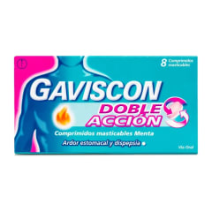 GAVISCON DOBLE ACCION X 8 COMPRIMIDOS MASTICABLES