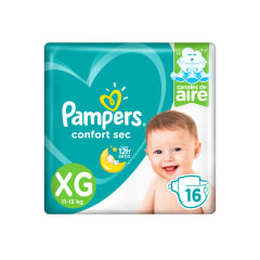 PAMPERS PAÑAL BEBE CONFORT SEC XG X 16 UNIDADES