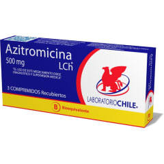AZITROMICINA 500 MILIGRAMOS X 3 COMPRIMIDOS BIOEQUIVALENTE - LABORATORIO CHILE