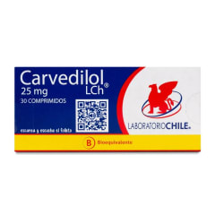 CARVEDILOL 25 MILIGRAMOS X 30 COMPRIMIDOS