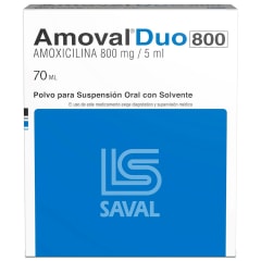 AMOVAL DUO POLVO PARA SUSPENSION ORAL 800 MILIGRAMOS X 70 MILILITROS