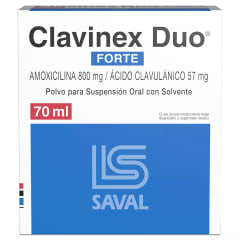 CLAVINEX DUO POLVO SUSPENSION ORAL 800-57 MILIGRAMOS/5 MILILITROS X 70 MILILITROS