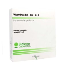 VITAMINA B1 B2 B12 INYECTABLE X 3 AMPOLLAS