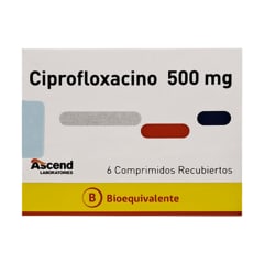 CIPROFLOXACINO 500 MILIGRAMOS X 6 COMPRIMIDOS BIOEQUIVALENTE