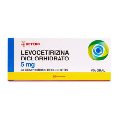 LEVOCETIRIZINA 5 MILIGRAMOS X 30 COMPRIMIDOS RECUBIERTOS BIOEQUIVALENTE
