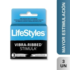 PRESERVATIVOS LIFESTYLES VIBRA RIBBED STIMULA X 3 UNIDADES