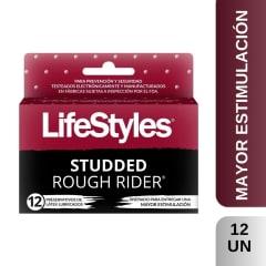 PRESERVATIVOS LIFESTYLES STUDDED ROUGH RIDER X 12 UNIDADES