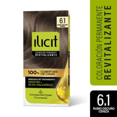 TINTE PELO ILICIT 6/1 RUBIO OSCURO CENIZA X 45 GRAMOS