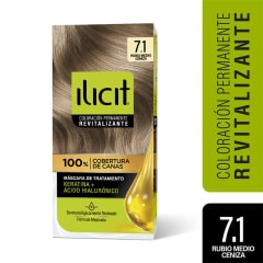 TINTE PELO ILICIT 7/1 RUBIO MEDIO CENIZA X 45 GRAMOS
