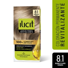 TINTE PELO ILICIT 8/1 RUBIO CLARO CENIZA X 45 GRAMOS