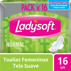 TOALLA FEMENINA LADYSOFT NORMAL CON ALAS X 16 UNIDADES
