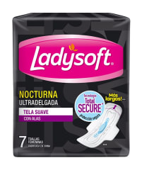 TOALLA FEMENINA LADYSOFT NOCTURNA ULTRA DELGADA CON ALAS X 7 UNIDADES