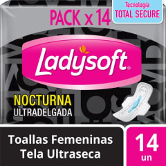 TOALLA FEMENINA LADYSOFT NOCTURNA ULTRA DELGADA CON ALAS X 14 UNIDADES