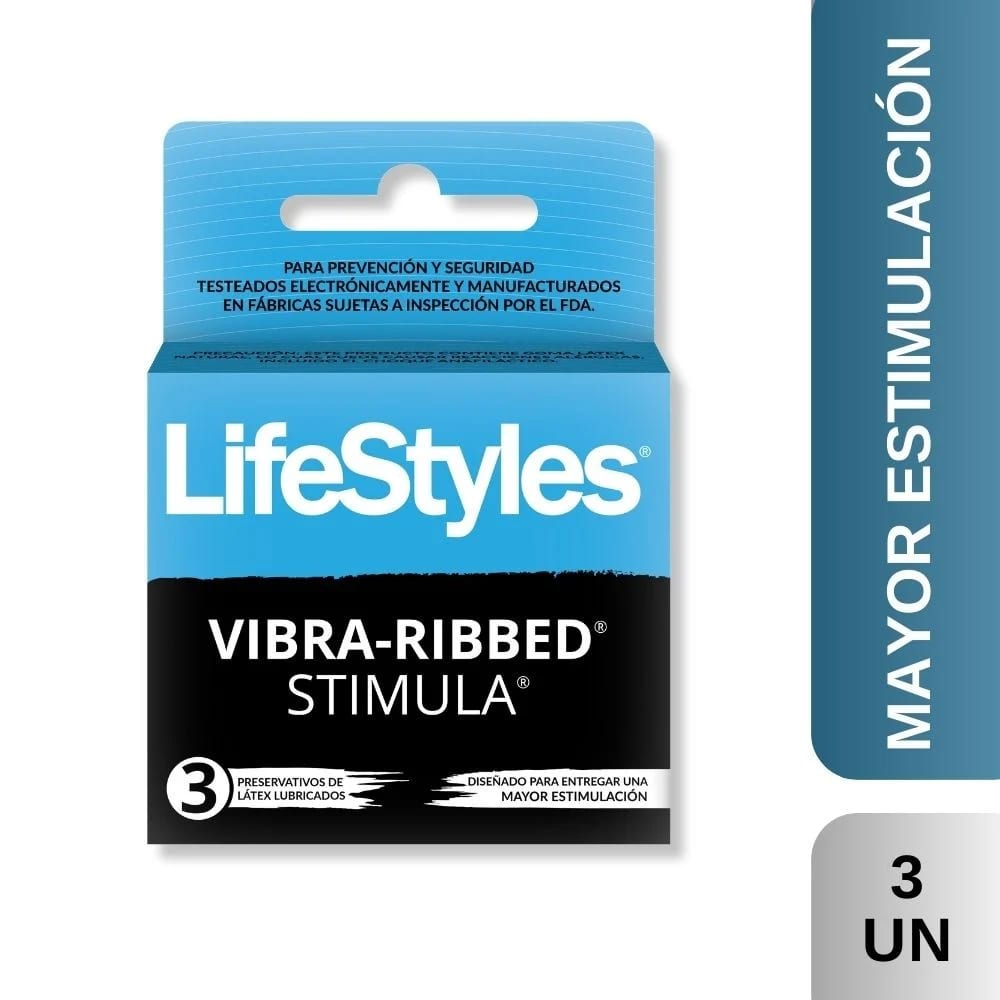PRESERVATIVOS LIFESTYLES VIBRA RIBBED STIMULA X 3 UNIDADES1