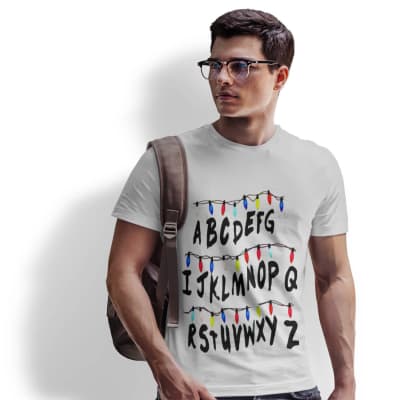 Polera Stranger Things, Abecedario Luces de Joyce D41
