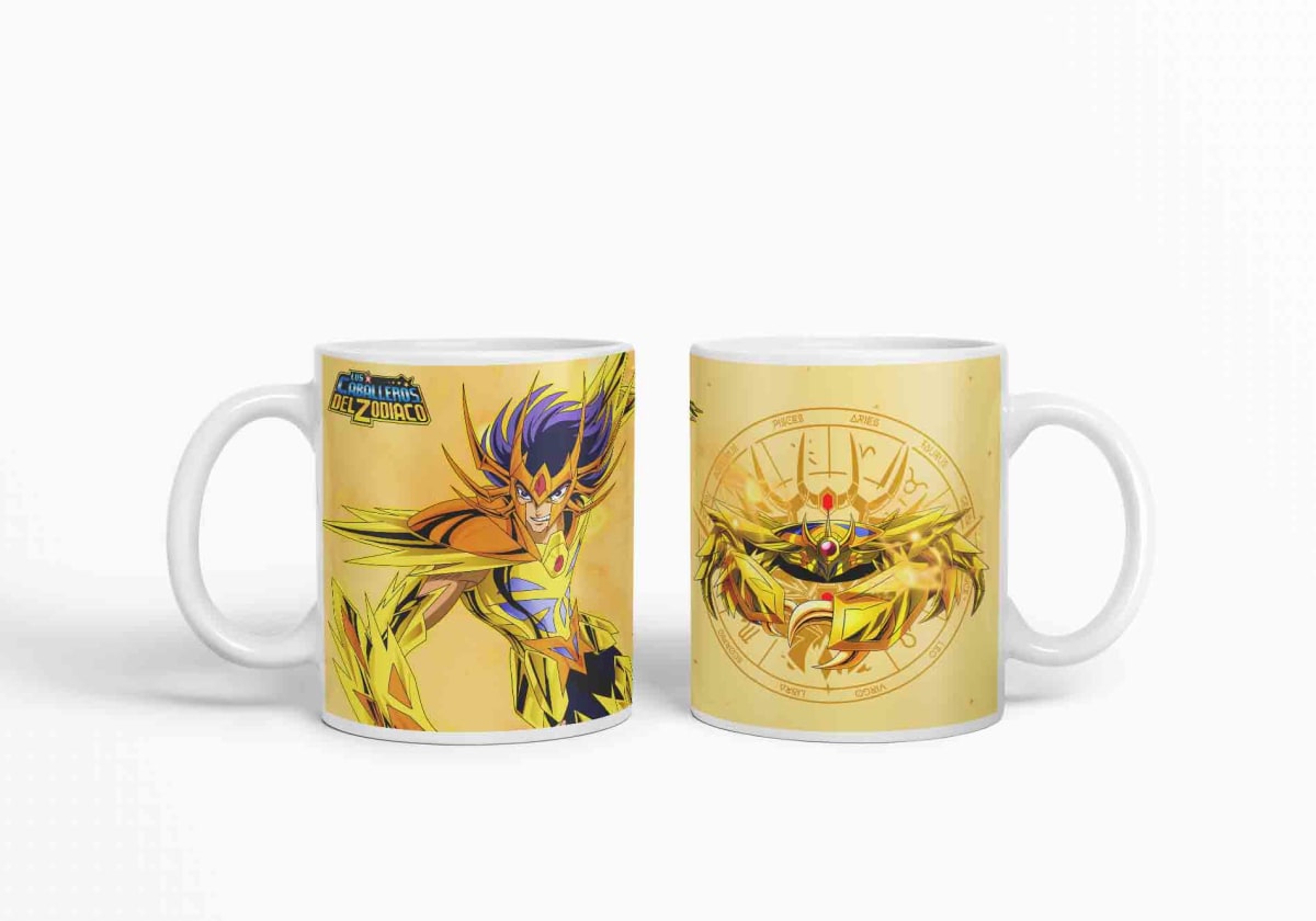 Taza Caballero Del Zodiaco - Cancer Dorado D6 (320ml)3