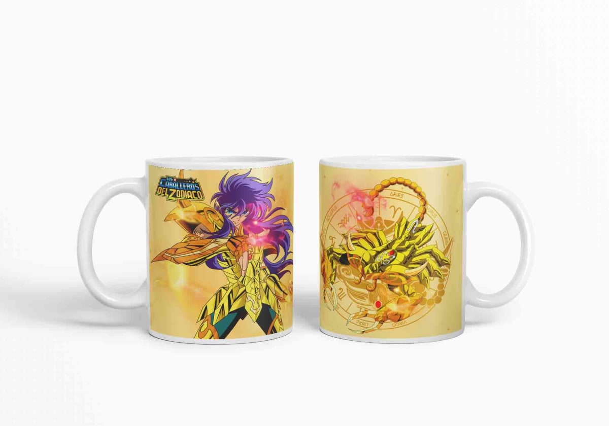 Taza Caballero Del Zodiaco - Escorpio Dorado D12 (320ml)3