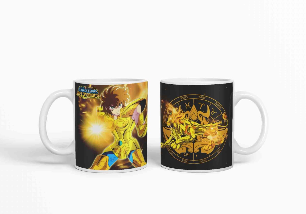 Taza Caballero Del Zodiaco - Leo Negro D18 (320ml)2